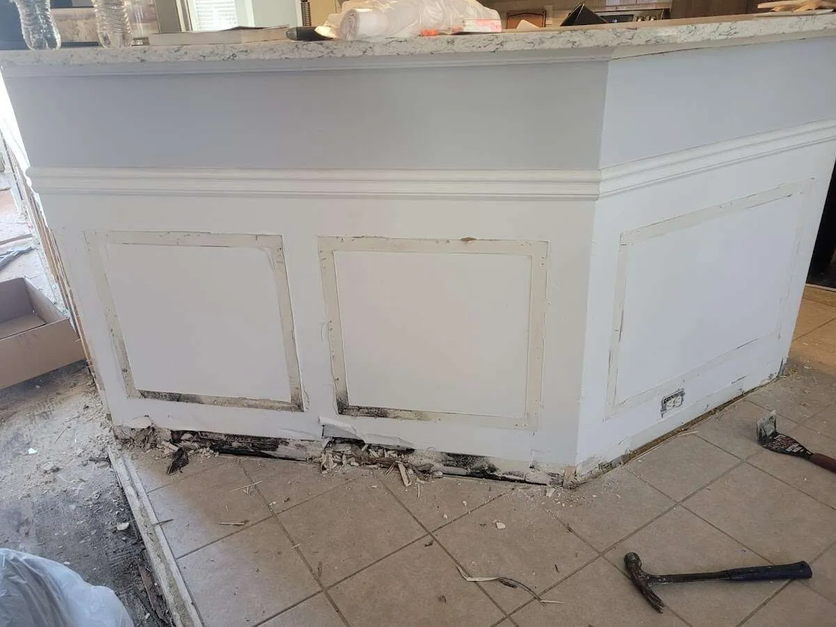 Water damage and mold on kitchen during Storm Damage Restoration in Norton Shores